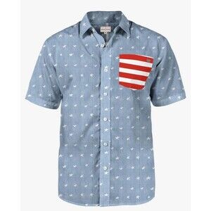 Tipsy Elves Shirt Mens American Pride Hawaiian Stars Stripes SS XL